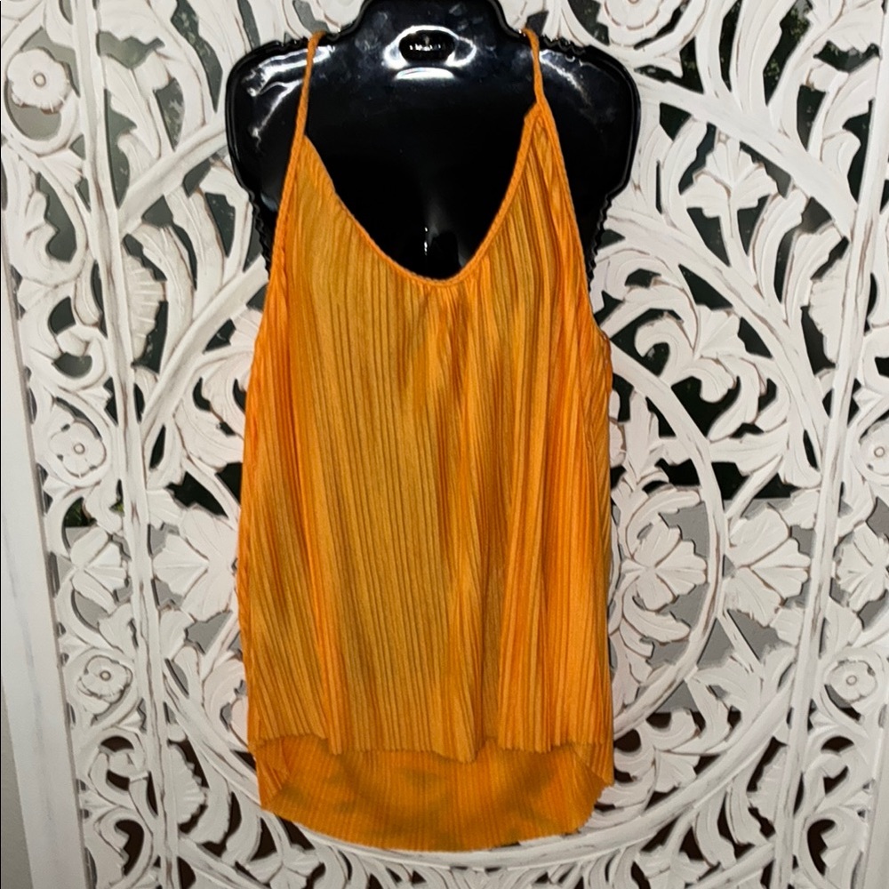 Anthropologie Gold Pleated Sleeveless Camisole cover up Top NWT no belt